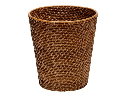 KOUBOO 1030011 Round Rattan Waste Basket, 10.25' x 10.25' x 11', Honey Brown
