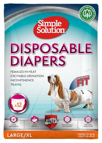 Simple Solution Disposable Dog Diapers for Female Dogs | Super Absorbent Leak-Proof Fit | Large | 12...