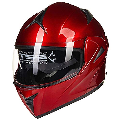 ILM Motorcycle Helmets Modular Dual Visor Flip-up Full Face Street Bike Racing Helmet DOT 5 Colors...