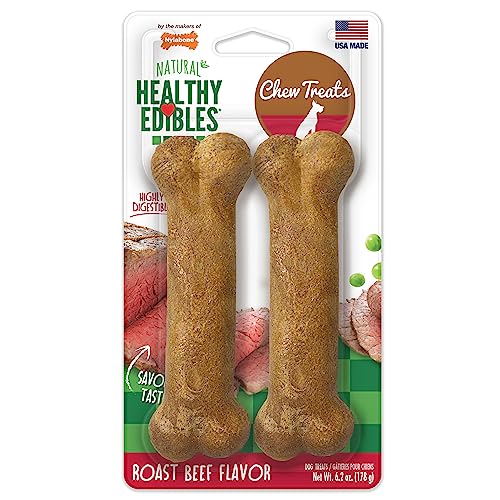 Nylabone Healthy Edibles Natural Dog Chews Long Lasting Roast Beef Flavor Treats for Dogs,...