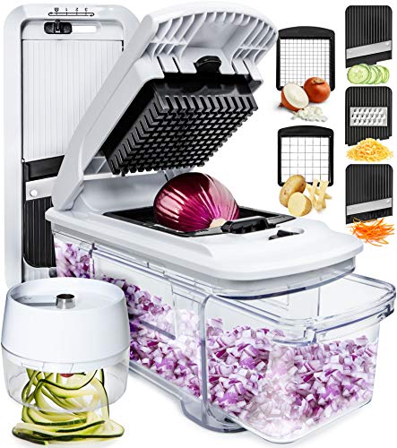 Fullstar All-in-1 Vegetable Chopper and Mandoline Slicer for Kitchen - Cheese Grater, French Fry...