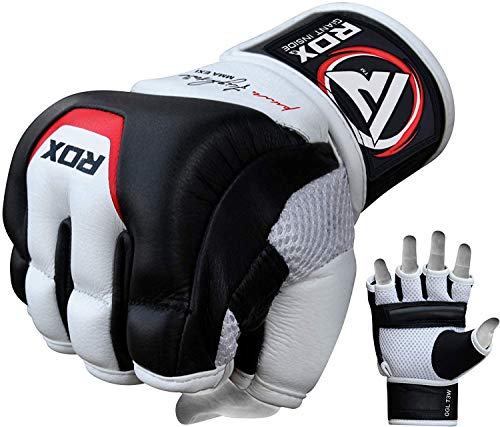 RDX MMA Gloves Sparring Martial Arts Grappling Cowhide Leather Training UFC Cage Fighting Combat Gel...