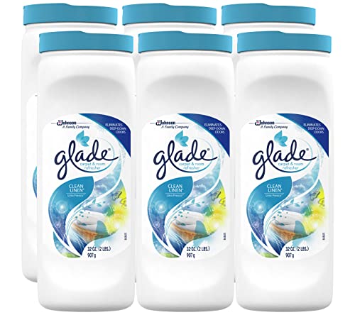 Glade Carpet and Room Refresher, Deodorizer for Home, Pets, and Smoke, Clean Linen, 32 Oz, 6 Count