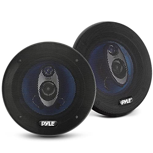 Pyle 5.25” Car Sound Speaker (Pair) - Upgraded Blue Poly Injection Cone 3-Way 200 Watt Peak...