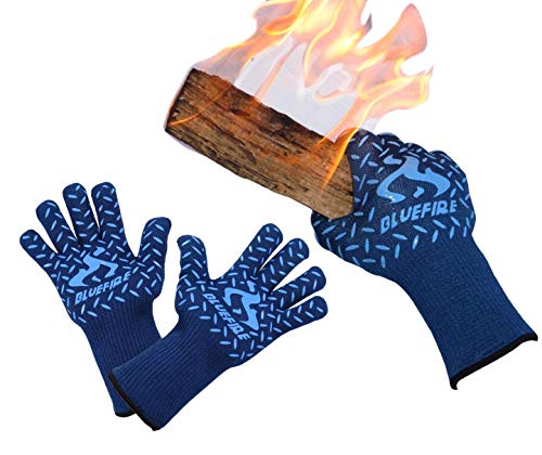 BlueFire Gloves BBQ Grill Firepit Oven Mitts Heat Resistant 932 Degrees F Lab Certified Professional...