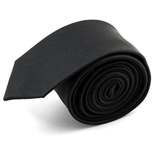 100% Silk Handmade Black 2 Inch Skinny Tie Men's Necktie by John William