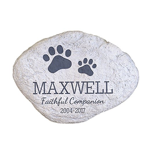 GiftsForYouNow Personalized Pet Memorial Resin Garden Stone with Paw Prints, 11.5 x 8.25 x 2.5...