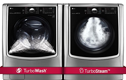 LG TwinWash Graphite Steel Front Load Laundry Pair with WM9000HVA 29' Washer with and DLGX9001V 29'...