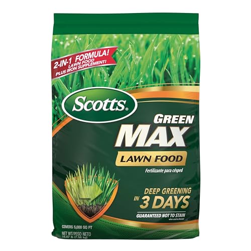 Scotts Green Max Lawn Food, Lawn Fertilizer Plus Iron Supplement for Greener Grass, 5,000 sq. ft.,...
