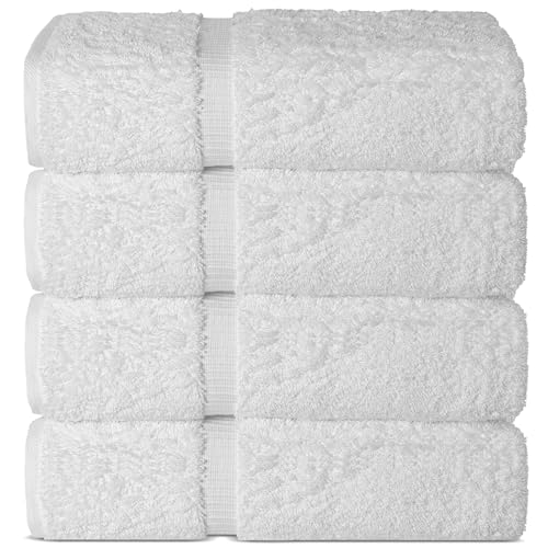 Chakir Turkish Linens Premium Cotton Absorbent Turkish Towels (Bath Towel - Set of 4, White)