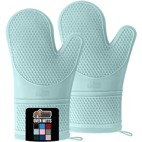 GORILLA GRIP Heat Resistant Durable Silicone Oven Mitts, BPA-Free Protective Grilling Potholders,...