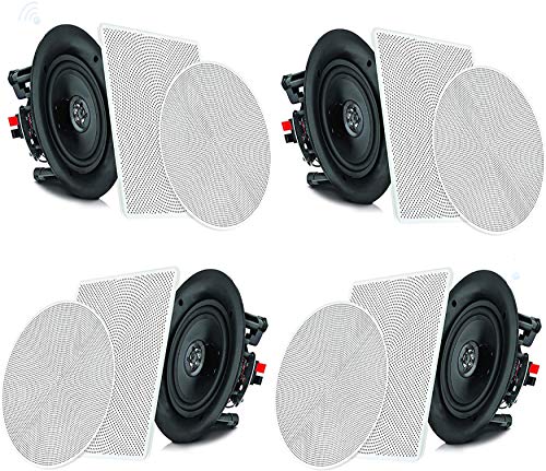 Pyle 6.5” 4 Bluetooth Flush Mount In-wall In-ceiling 2-Way Speaker System Quick Connections...