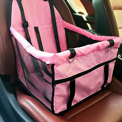 HIPPIH Collapsible Pet Booster Car Seat Cat Car Carrier with Safety Leash and Zipper Storage Pocket...