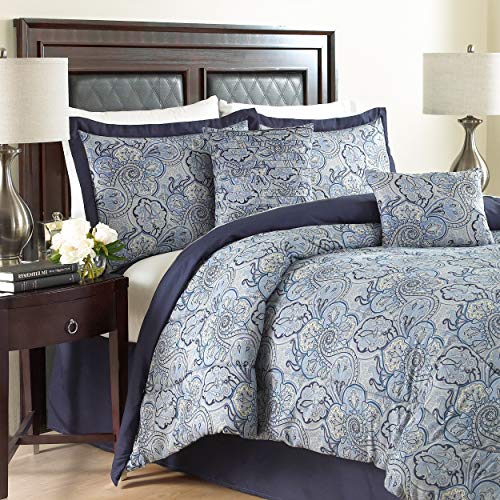 Waverly Traditions Paddock Modern Farmhouse Floral 6-Piece Comforter Set, All Season Bedding,...