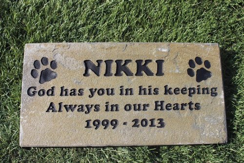 Sandblast Engraved Gray Stone Pet Memorial Headstone Grave Marker Dog Cat k 6x12