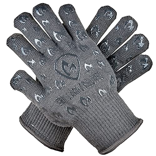 GRILL ARMOR GLOVES – Oven Gloves 932°F Extreme Heat & Cut Resistant Oven Mitts with Fingers for...