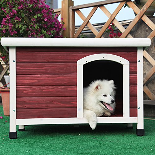 Petsfit 33.9 X 22.6 X 23.1 Inches Wooden Dog Houses, Dog House Outdoor