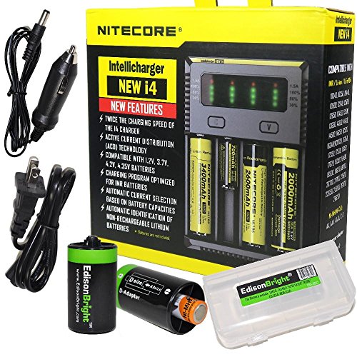 NITECORE New i4 battery Charger For Li-ion / IMR / Ni-MH/ Ni-Cd 18650 18350 16340 RCR123 14500 AA...