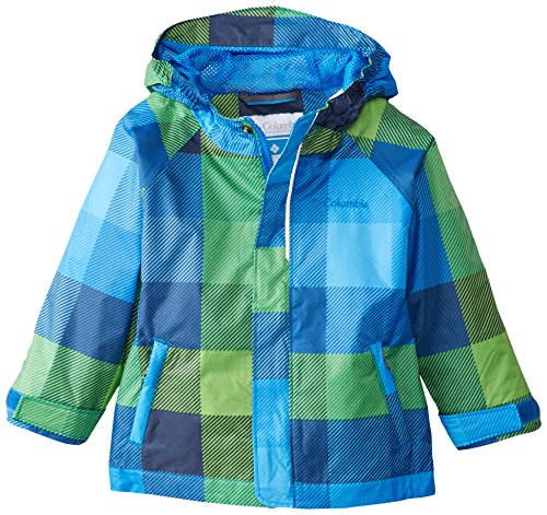 Columbia Little Boys' Toddler Fast and Curious Rain Jacket, Hyper Blue Plaid, 4T