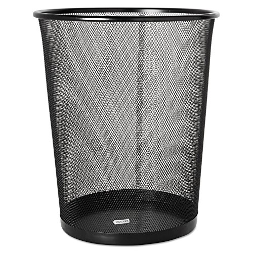 Rolodex 22351 4 1/2 Gallon Steel Black Round Mesh Trash Can