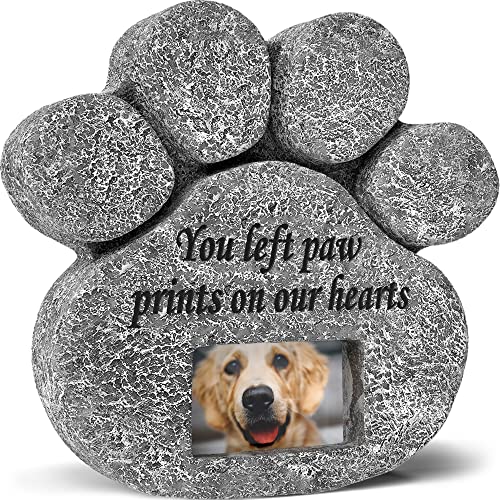 You Left Paw Prints On Our Hearts' Paw Print Pet Memorial Stone, Grave Marker with Customizable...