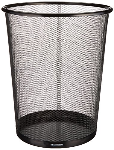 Amazon Basics - Mesh Cylindrical Trash Can Waste Basket, 4.5 gallon, Black