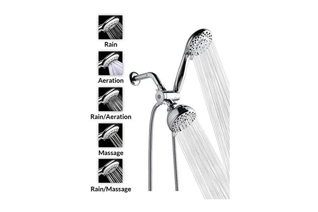 A-FlowTM 5 Function Luxury 4" Dual Shower Head System