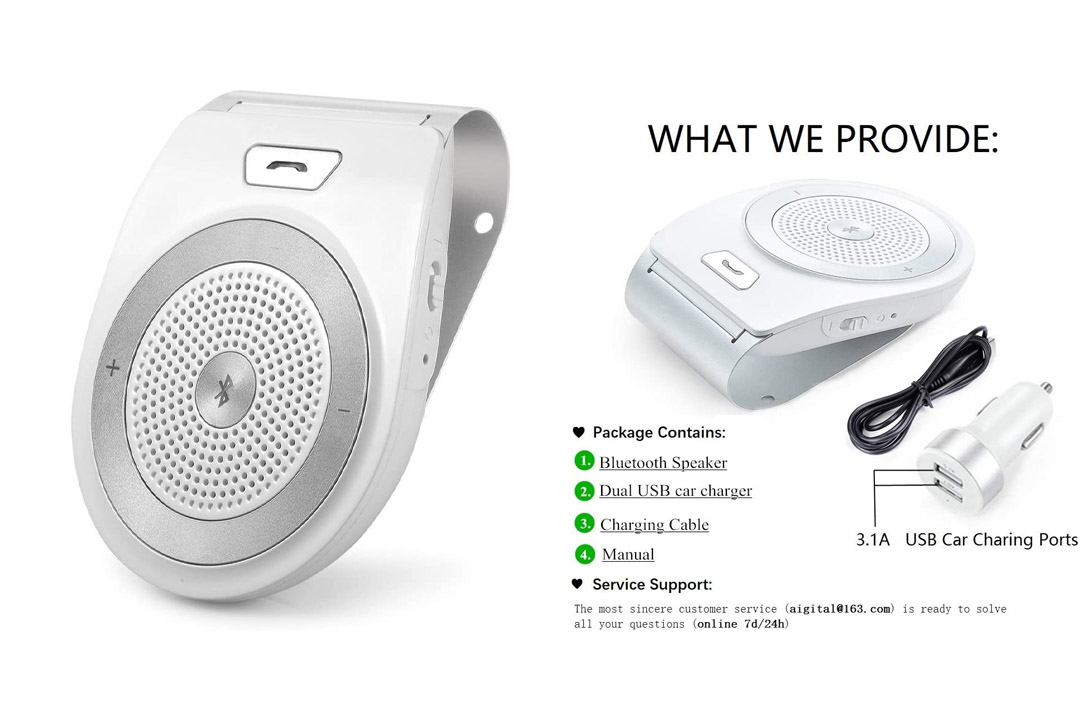 Bluetooth Car Kit Handsfree, Aigital Wireless Speakerphone Motion AUTO POWER ON