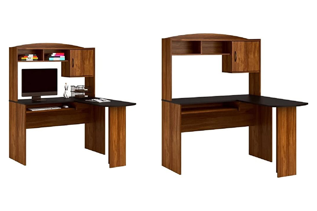 Computer Desk & Chair Corner L-shaped Ergonomic Study Table Hutch Home Office Ergonomic and minimalist in design this is the Crème Del La Crème of corner desks