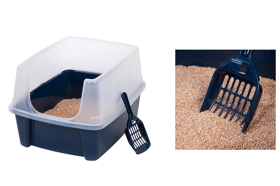 IRIS Open Top Cat Litter Box Kit with Shield and Scoop