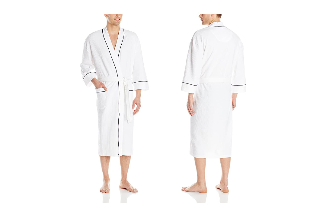 Majestic International Men's Waffle Kimono Spa Robe