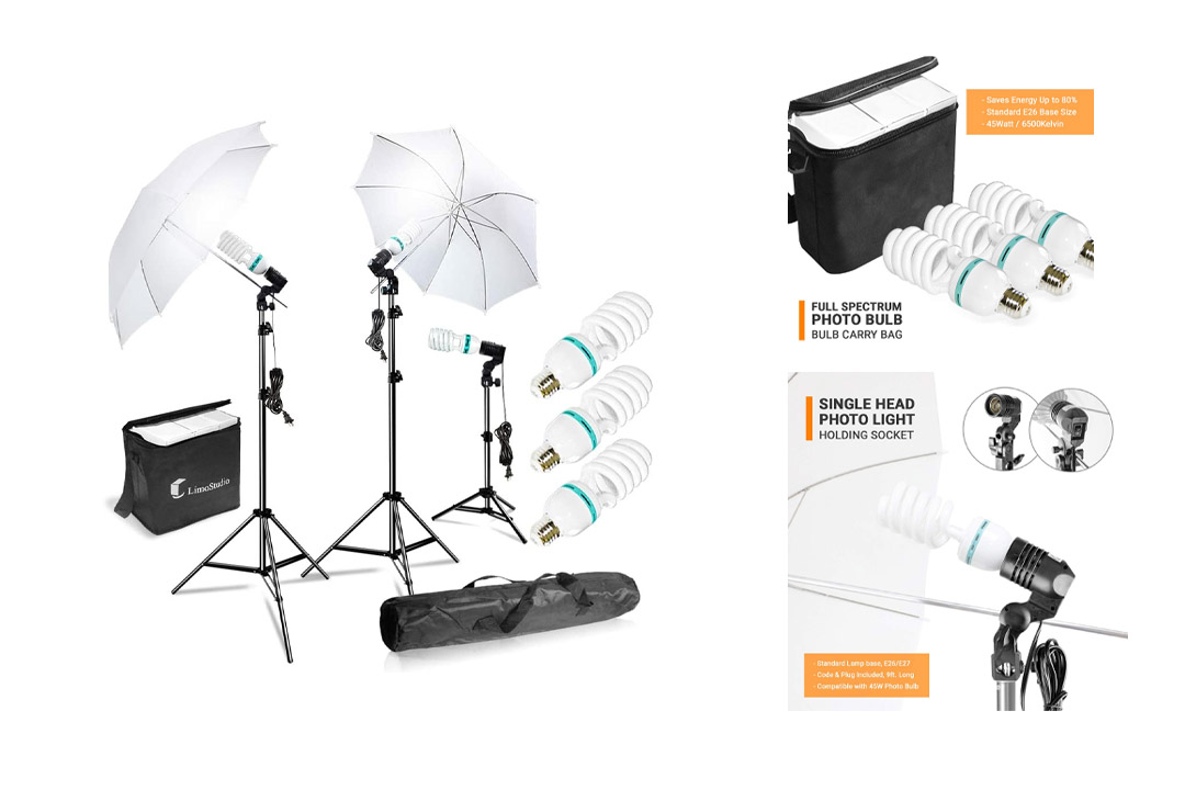 Photography Photo Portrait Studio 600W Day Light Umbrella Continuous Lighting Kit by LimoStudio, LMS103