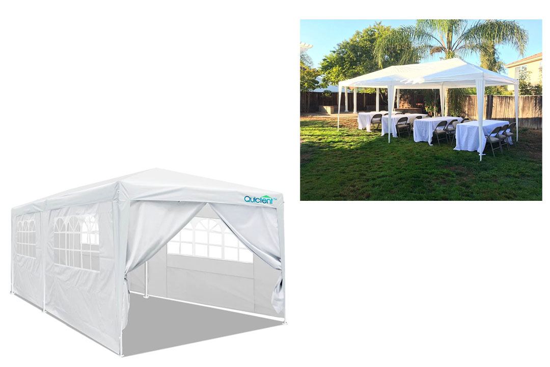 Quictent 10' x 20' Party Tent Gazebo Wedding Canopy BBQ Shelter Pavilion With Removable Sidewalls & Elegant Church (10'x20')