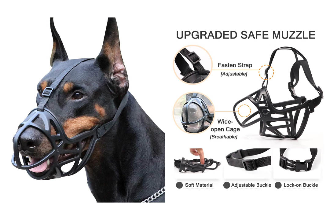 Dog Muzzle, Basket Silicone Muzzle Controls Barking, Biting and Chewing, Available in 6 Sizes