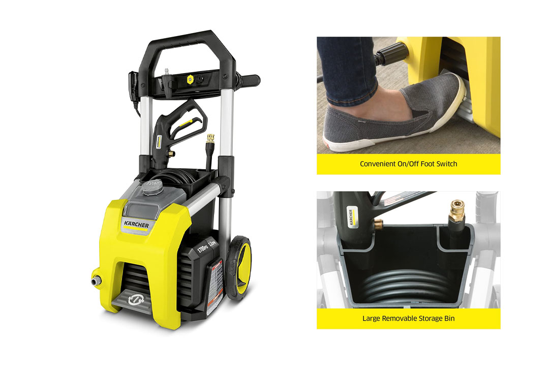 Karcher K1700 Electric Power Pressure Washer 1700 PSI TruPressure, 3-Year Warranty, Turbo Nozzle Included