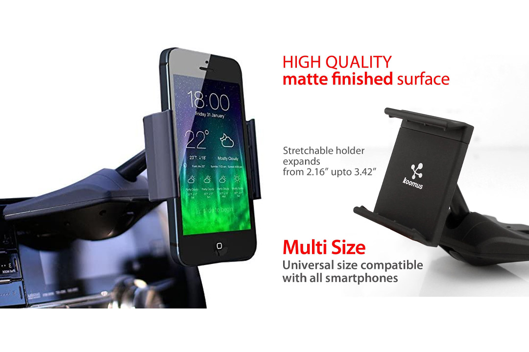 Koomus CD-Air CD Slot Smartphone Car Mount Holder Cradle for All iPhone and Android Devices