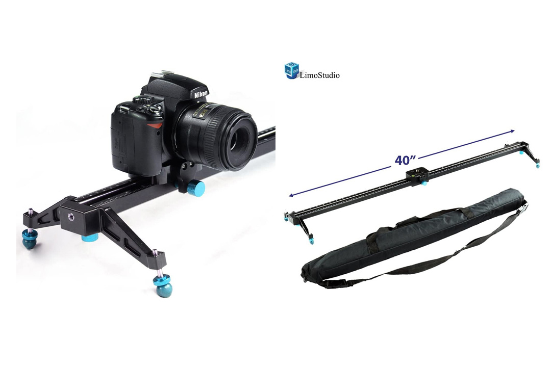 LimoStudio 40Inch Video Stabilization System DSLR Camera Compact Dolly Track Slider