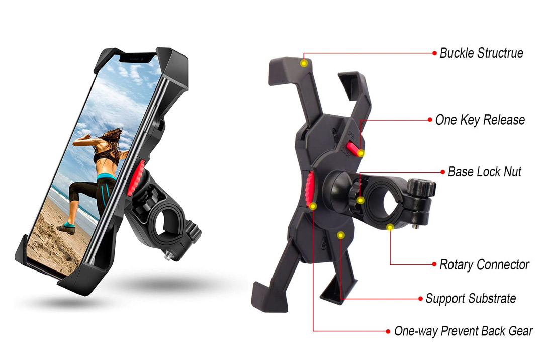 visnfa Bike Phone Mount Anti Shake and Stable Cradle Clamp with 360° Rotation Bicycle Phone mount