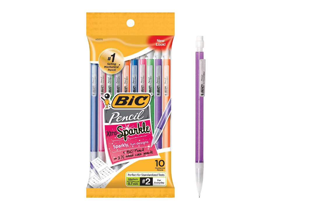 BIC Xtra Sparkle Mechanical Pencil, Colorful Barrel, Medium Point (0.7 mm), 10-Count