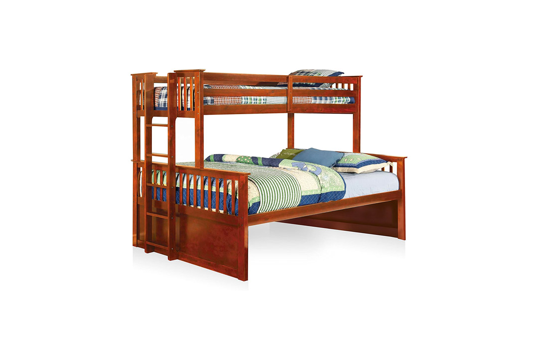 Furniture of America Pammy Twin over Queen Bunk Bed, Oak
