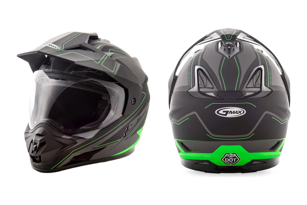 GMax GM11D Expedition Matte Black/Hi-Viz Green Dual Sport Helmet