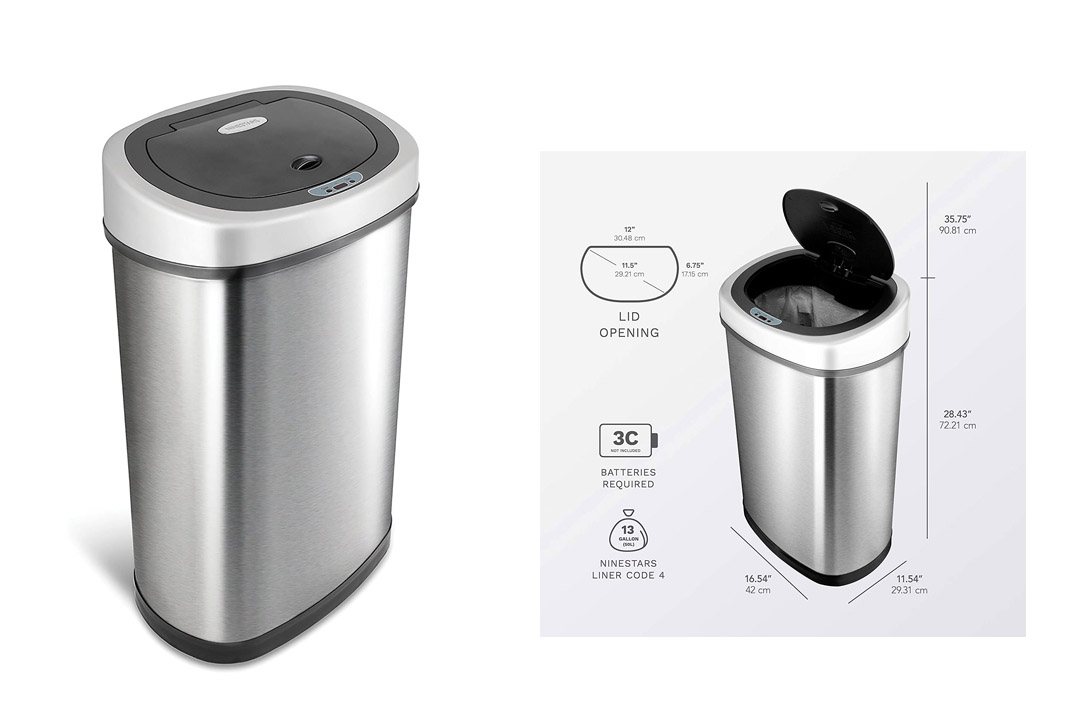 Nine Stars Infrared Touchless Stainless Steel Trash Can