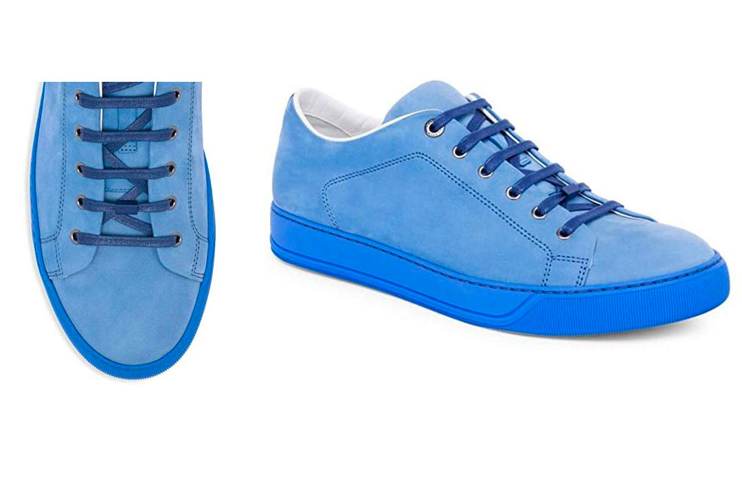 Satya Nadella: Lanvin Suede Low Top Sneakers in Sky Blue