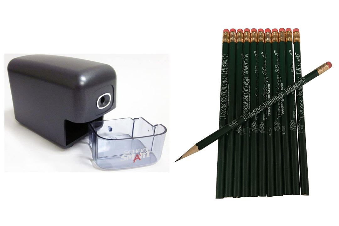 School Smart Electric Heavy-Duty Pencil Sharpener Plus 12 Pack Teaching Mart