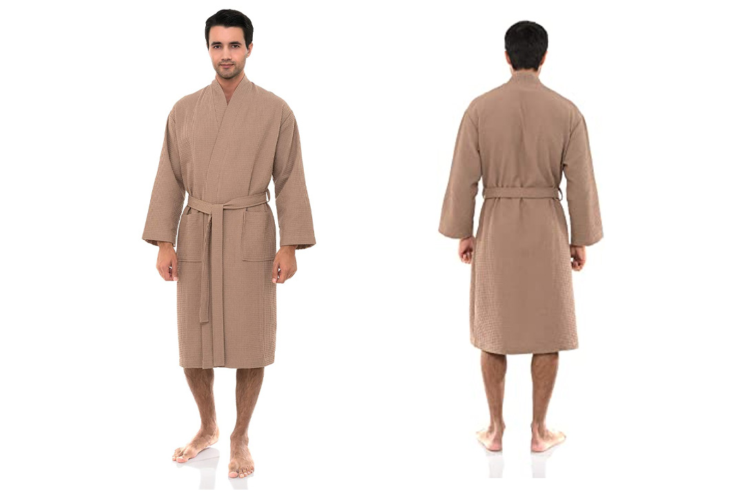 TowelSelections Men's Robe, Turkish Cotton Kimono Waffle Bathrobe Made in Turkey