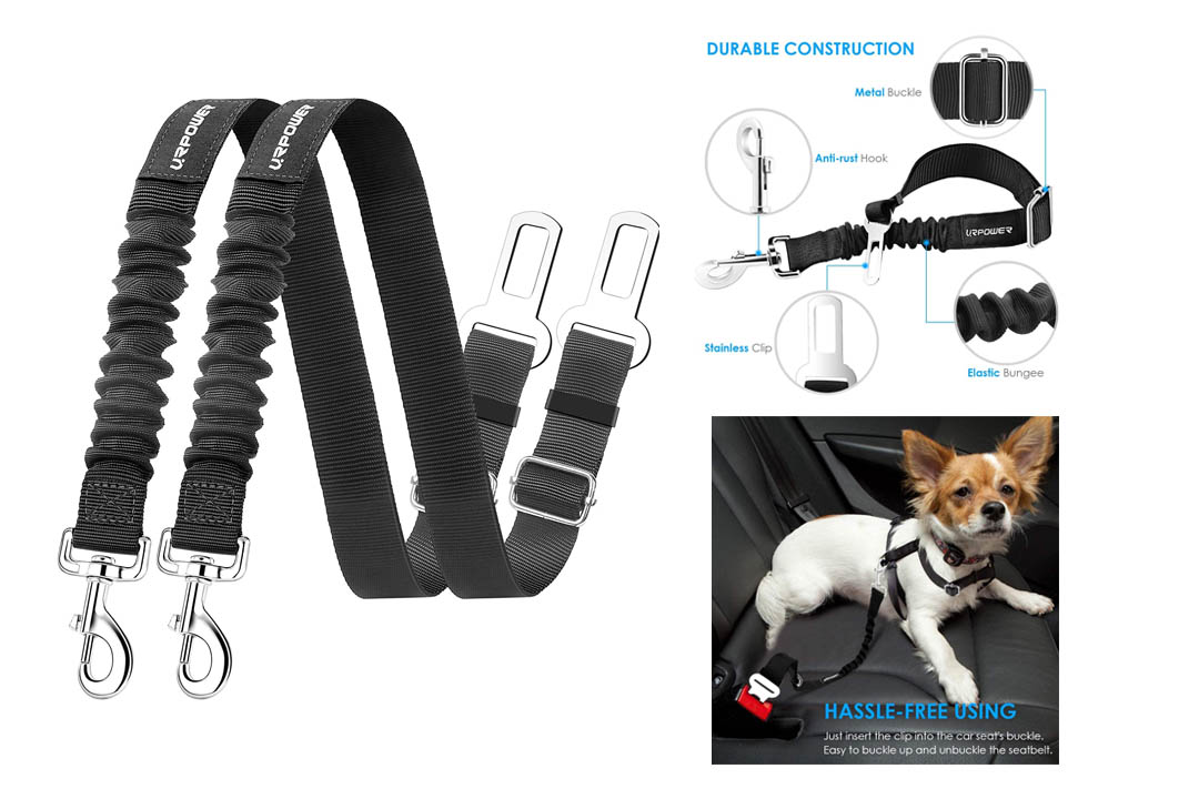 URPOWER Dog Seat Belt 2 Pack Dog Car Seatbelts Adjustable Pet Seat Belt