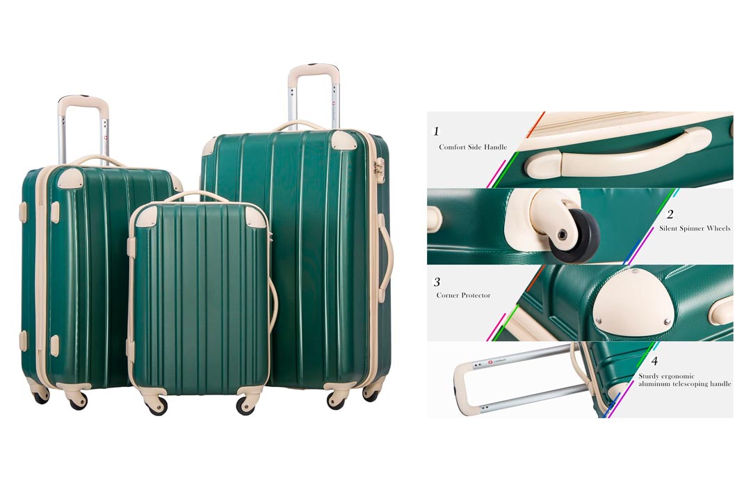 Merax Travelhouse Mixed Color 3 Piece Spinner Luggage Set with TSA Lock