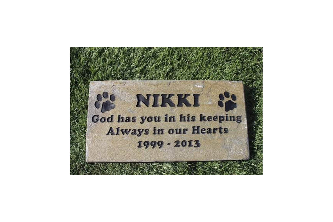 Sandblast Engraved Gray Stone Pet Memorial Headstone Grave Marker Dog Cat k 6x12