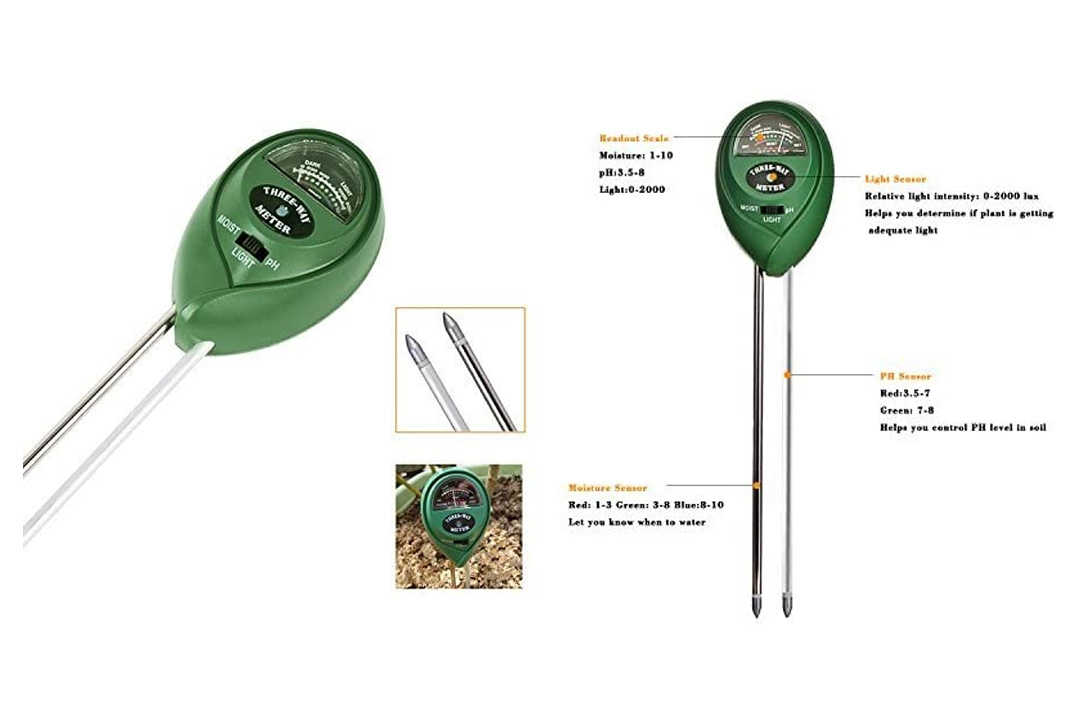 3-in-1 Soil Moisture Meter, Light and PH acidity Tester, Plant Tester, Great For Garden, Farm, Lawn, Indoor & Outdoor (No Battery needed) Easy Read Indicator
