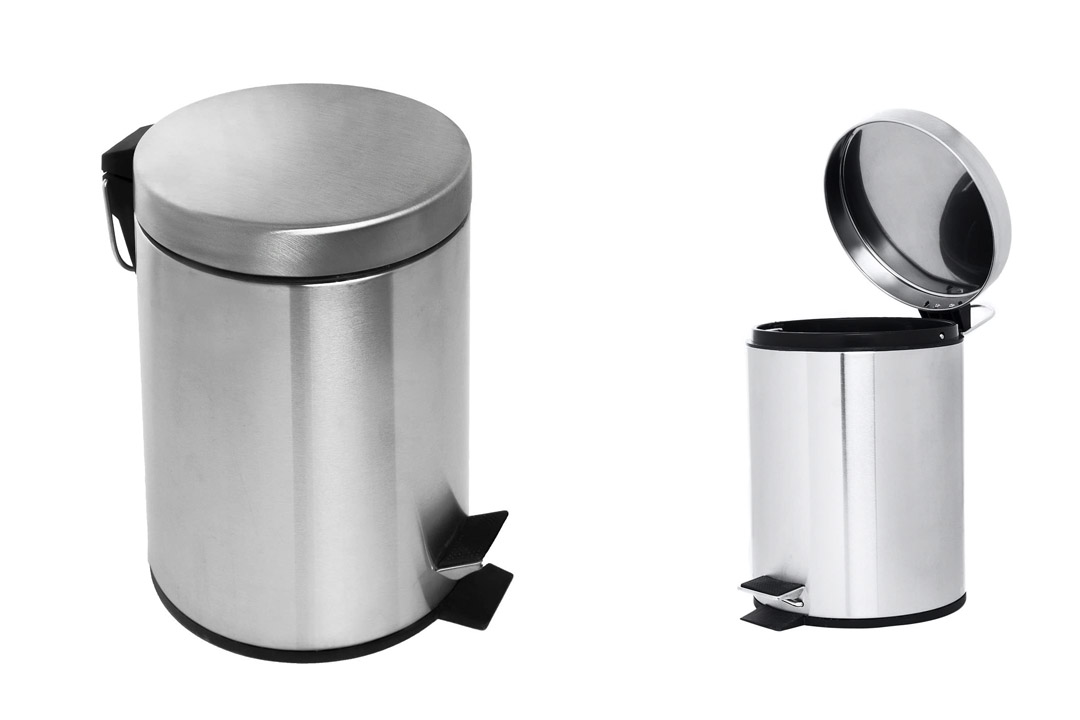 Estilo Round Brushed Stainless Steel Step Trash Can